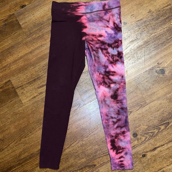 Aerie Chill Play Move Burgundy Split Dye Multicolor Cotton Leggings Size M - Picture 3 of 12